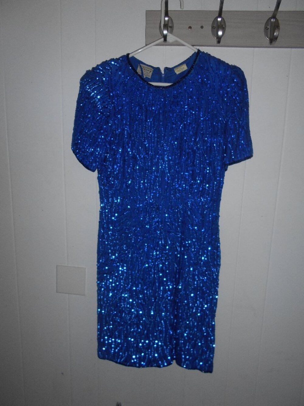 Blue Sequined Silk Dress- Size 8-NWOT - Picture 1 of 5